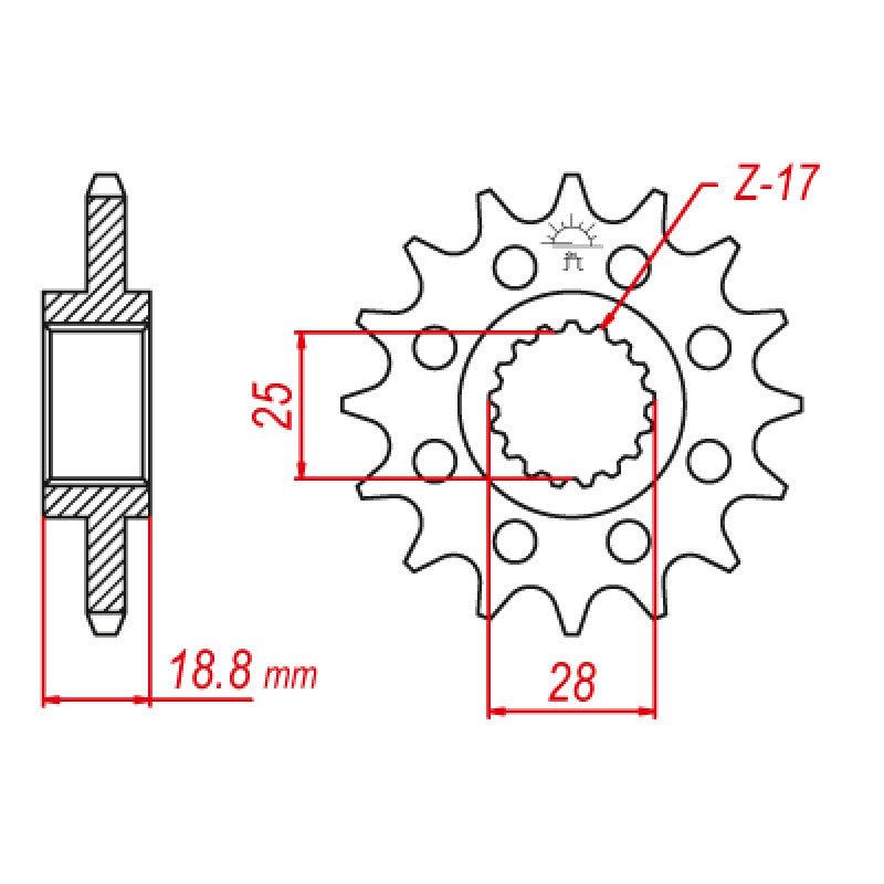 JT SPROCKETS SPROCKET FRONT 525 17T (JTF704.17RB) - DRIVEN Canada's Powersports 824225208887JTF704.17RB