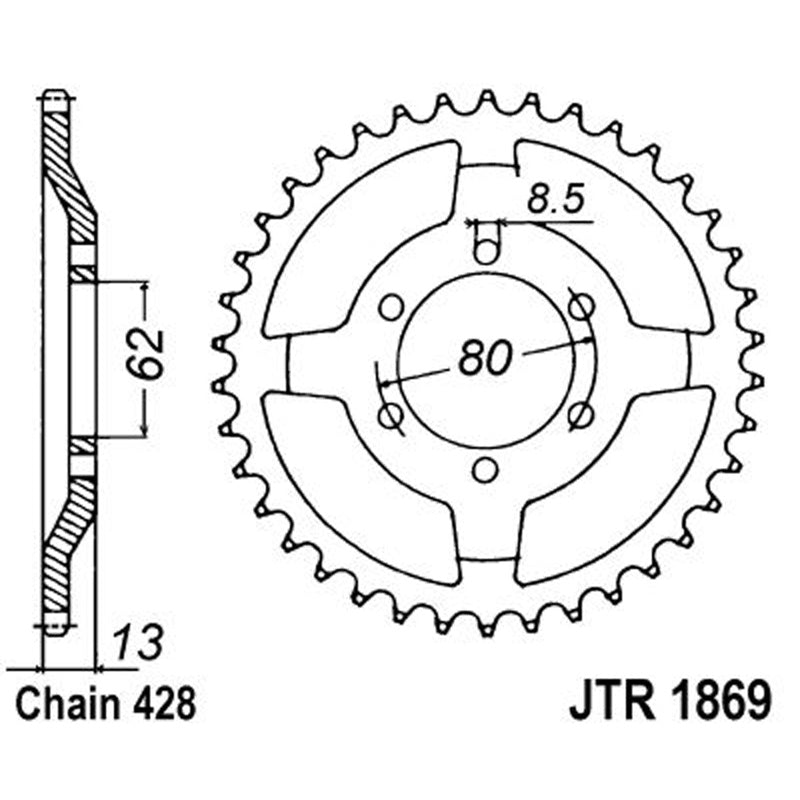 JT SPROCKETS SPROCKET REAR 428 45T (JTR1869.45) - DRIVEN Canada's Powersports 824225301700JTR1869.45