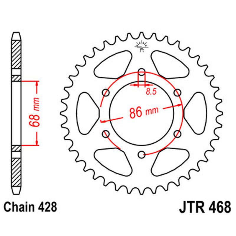 JT SPROCKETS SPROCKET REAR 428 46T (JTR468.46) - DRIVEN Canada's Powersports 824225304572JTR468.46