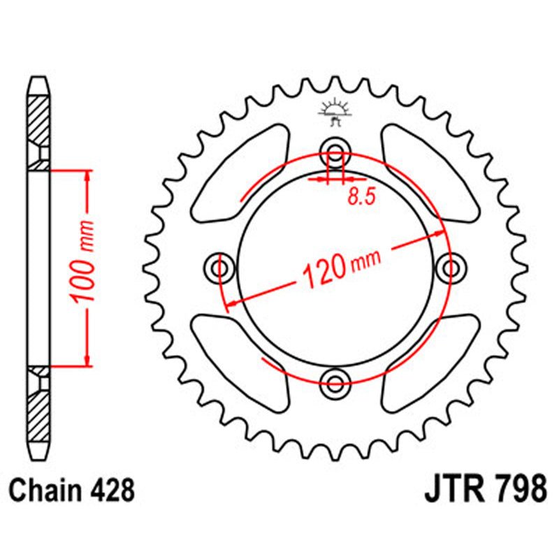 JT SPROCKETS SPROCKET REAR 428 50T (JTR798.50) - DRIVEN Canada's Powersports 824225306286JTR798.50