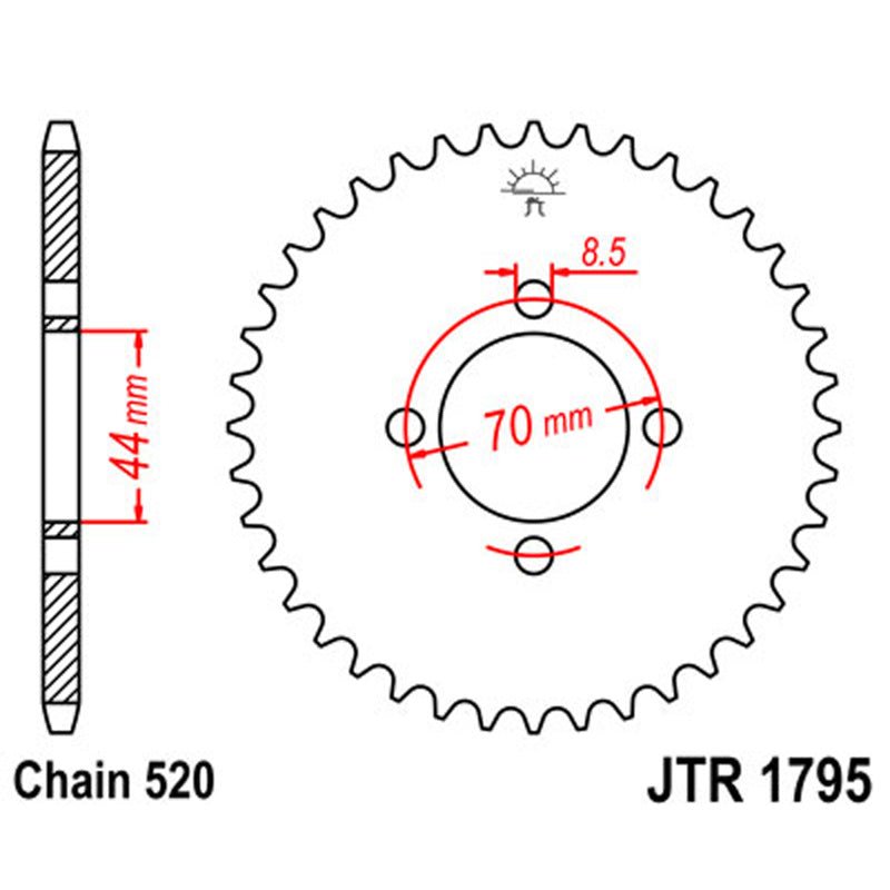 JT SPROCKETS SPROCKET REAR 520 22T (JTR1795.22) - DRIVEN Canada's Powersports 824225301267JTR1795.22