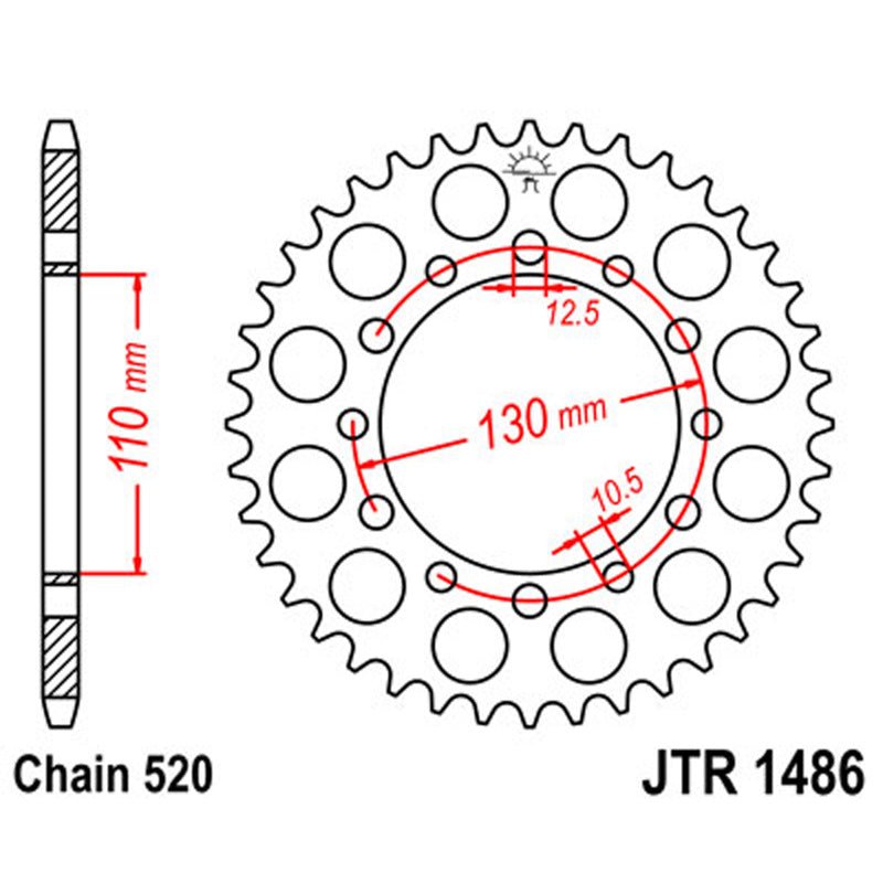 JT SPROCKETS SPROCKET REAR 520 44T (JTR1486.44) - DRIVEN Canada's Powersports 824225300994JTR1486.44