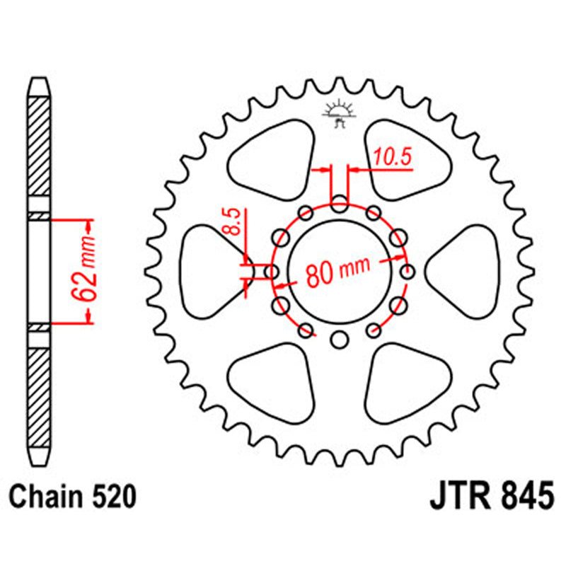 JT SPROCKETS SPROCKET REAR 520 46T (JTR845.46) - DRIVEN Canada's Powersports 824225308846JTR845.46