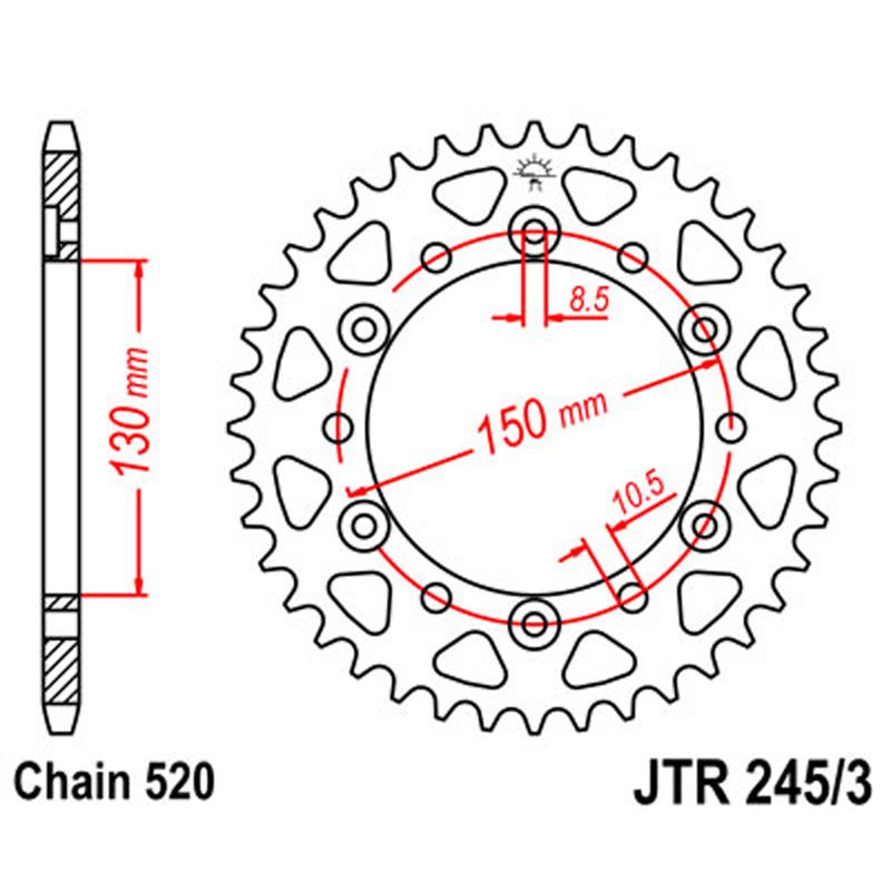 JT SPROCKETS SPROCKET REAR 520 47T (JTR245/3.47) - DRIVEN Canada's Powersports 824225302790JTR245/3.47