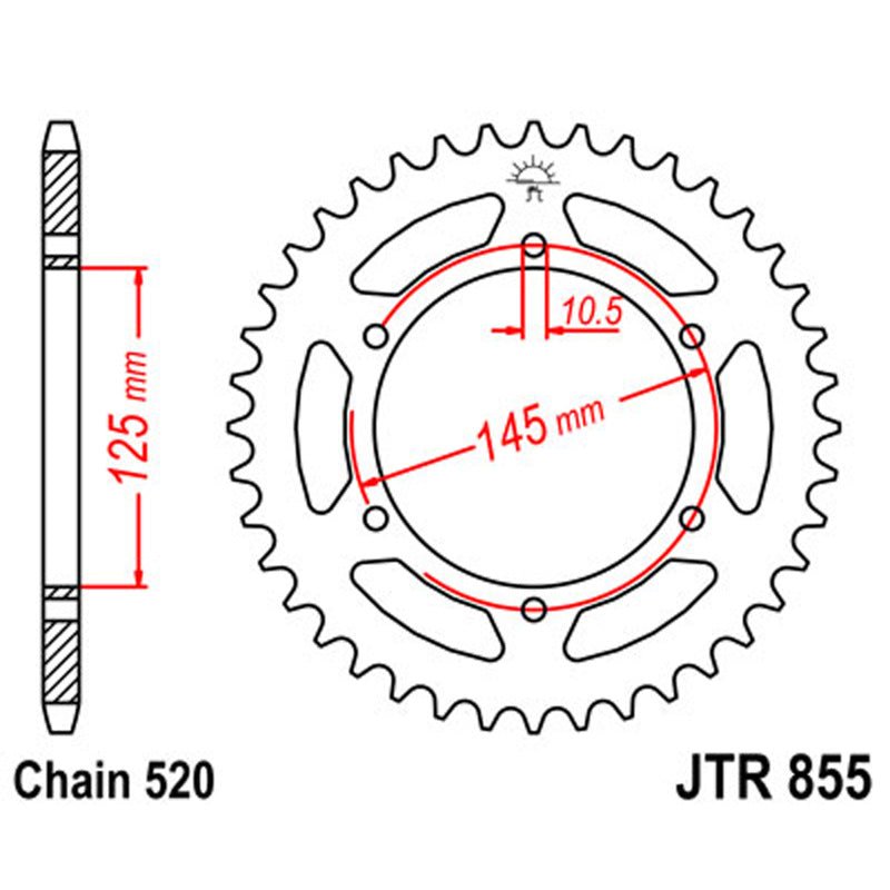 JT SPROCKETS SPROCKET REAR 520 47T (JTR855.47) - DRIVEN Canada's Powersports 824225309256JTR855.47