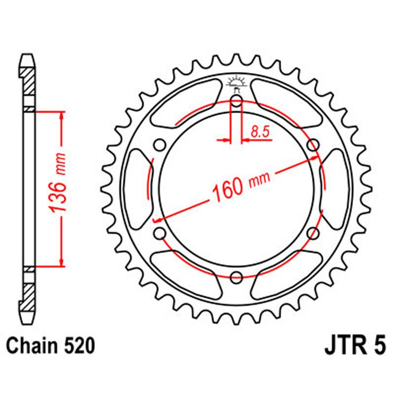 JT SPROCKETS SPROCKET REAR 520 47T (JTR5.47) - DRIVEN Canada's Powersports 824225305463JTR5.47