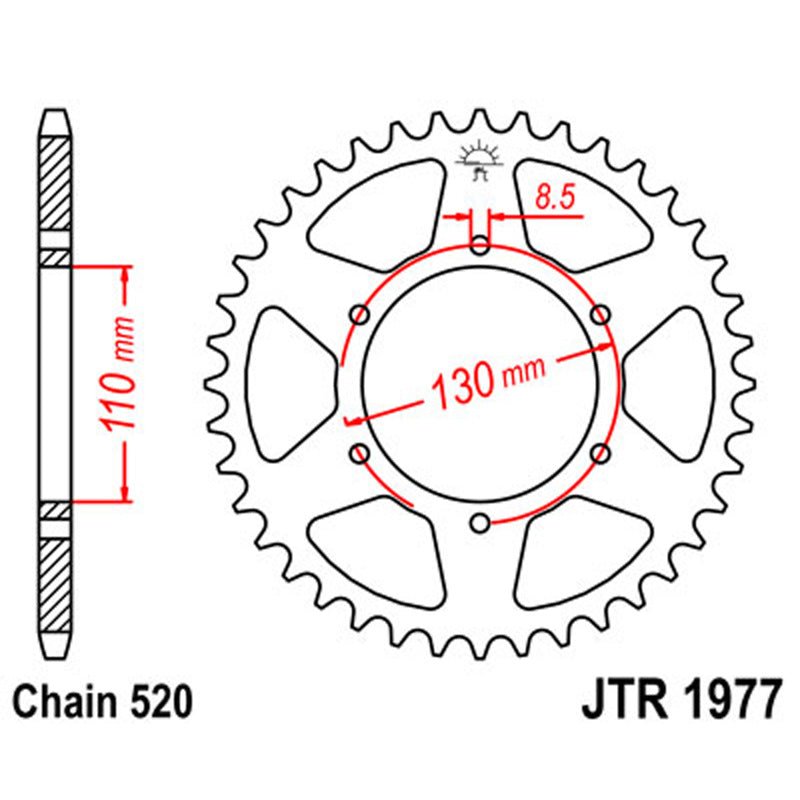 JT SPROCKETS SPROCKET REAR 520 48T (JTR1977.48) - DRIVEN Canada's Powersports 824225301878JTR1977.48