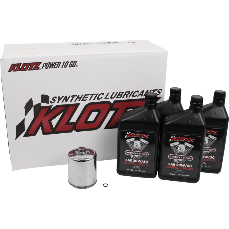 KLOTZ BASIC 4 QUART SYNTHETIC ENGINE OIL AND CHROME FILTER KIT (KH - 103) - DRIVEN Canada's Powersports KH - 103