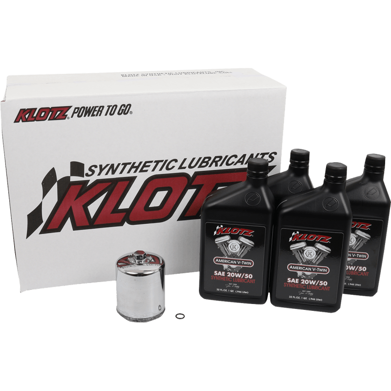 KLOTZ BASIC 4 QUART SYNTHETIC ENGINE OIL AND CHROME FILTER KIT (KH - 103) - DRIVEN Canada's Powersports KH - 103