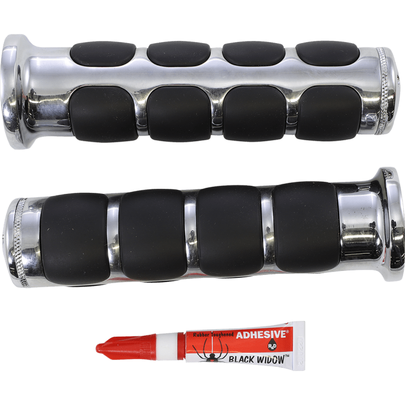 KURYAKYN ISO GRIPS W/CHROME TRIM RINGS 7/8" BAR PN 6180 (497163) - DRIVEN Canada's Powersports 191209004026497163