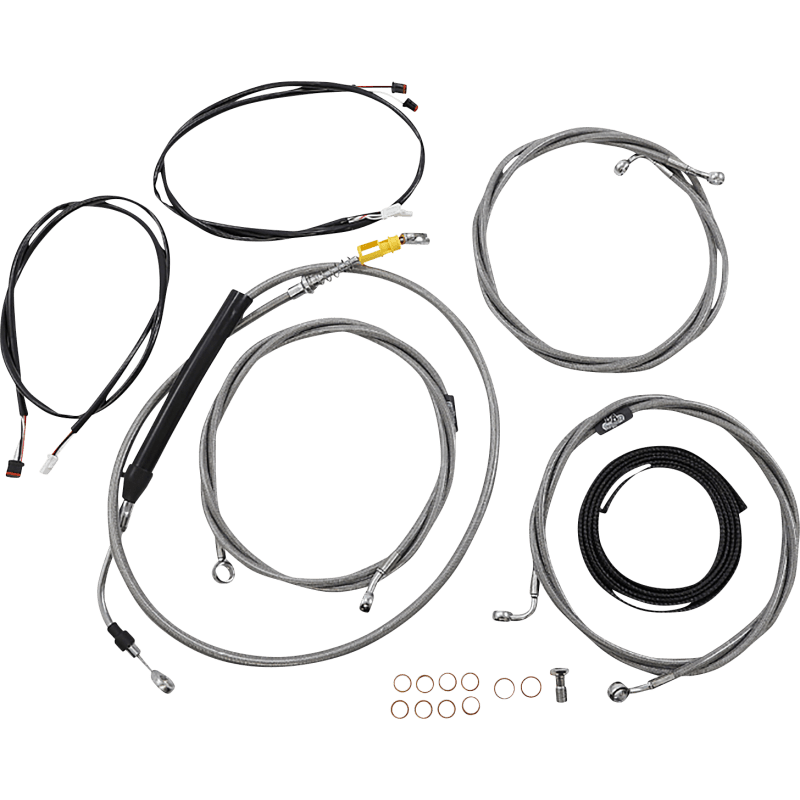 LA CHOPPERS HANDLEBAR CABLE KIT 15" 17" PLUG AND PLAY WIRING STAINLESS (LA - 8058KT3 - 16) - DRIVEN Canada's Powersports LA - 8058KT3 - 16