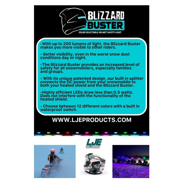 LJE BLIZZARD BUSTER COLOR SELECTABLE HELMET SAFETY LIGHT (LJE - BB - CSHSL - 10) - DRIVEN Canada's Powersports 779420790630LJE - BB - CSHSL - 10