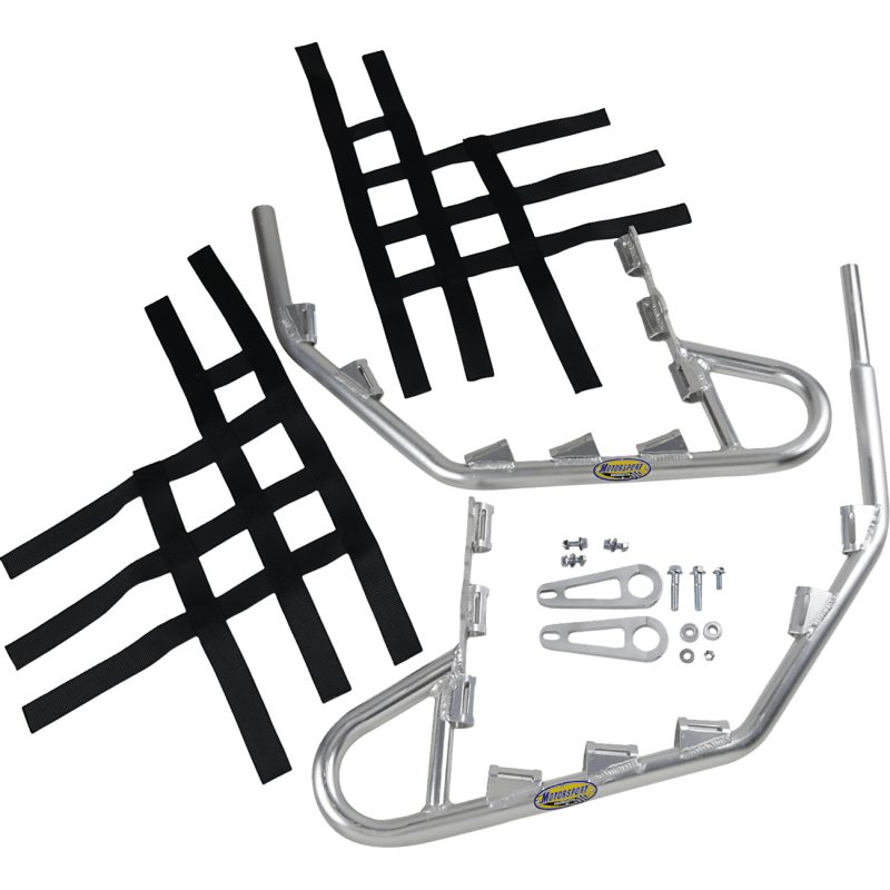 MOTORSPORT PRODUCTS NERFBARS ALUM YFZ450R Silver Front - Driven Powersports