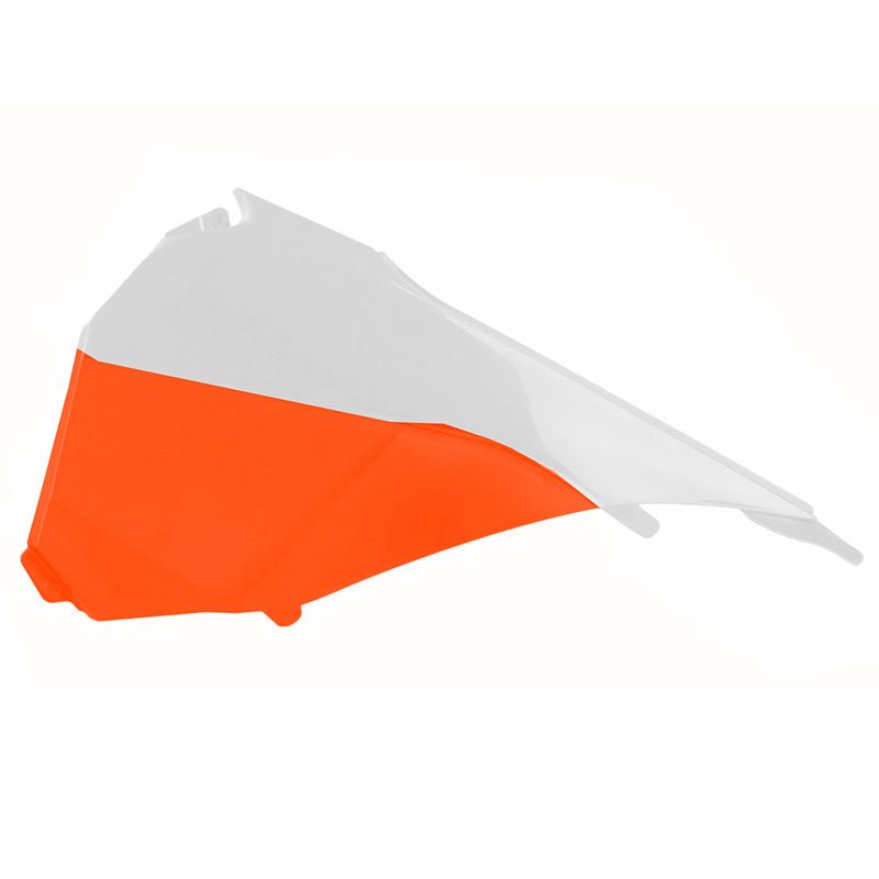 POLISPORT AIRBOX COVER KTM 14 - 16 (WHITE/ORANGE) - DRIVEN Canada's Powersports 56044150696808455200001