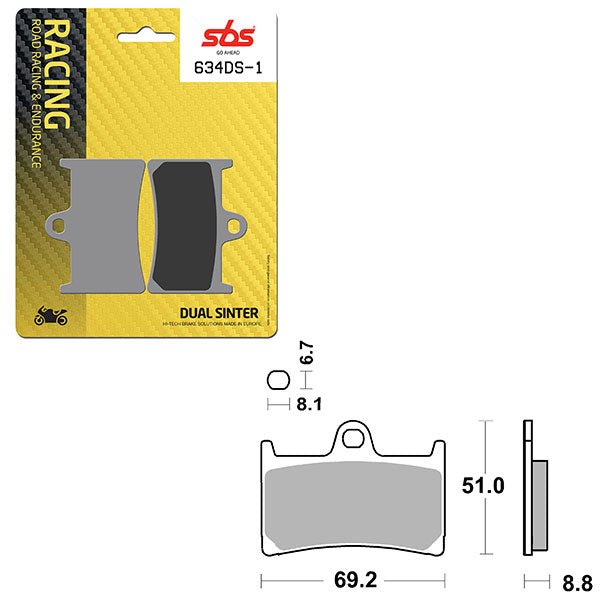 SBS DS - 1 DUAL SINTER DYNAMIC RACING CONCEPT FRONT BRAKE PAD (6370634108) - DRIVEN Canada's Powersports 6370634108