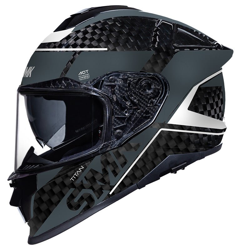 SMK HELMETS TITAN CARBON HELMET NERO BLACK/GREY/WHITE (2XL) - DRIVEN Canada's Powersports 89026138236131000031131