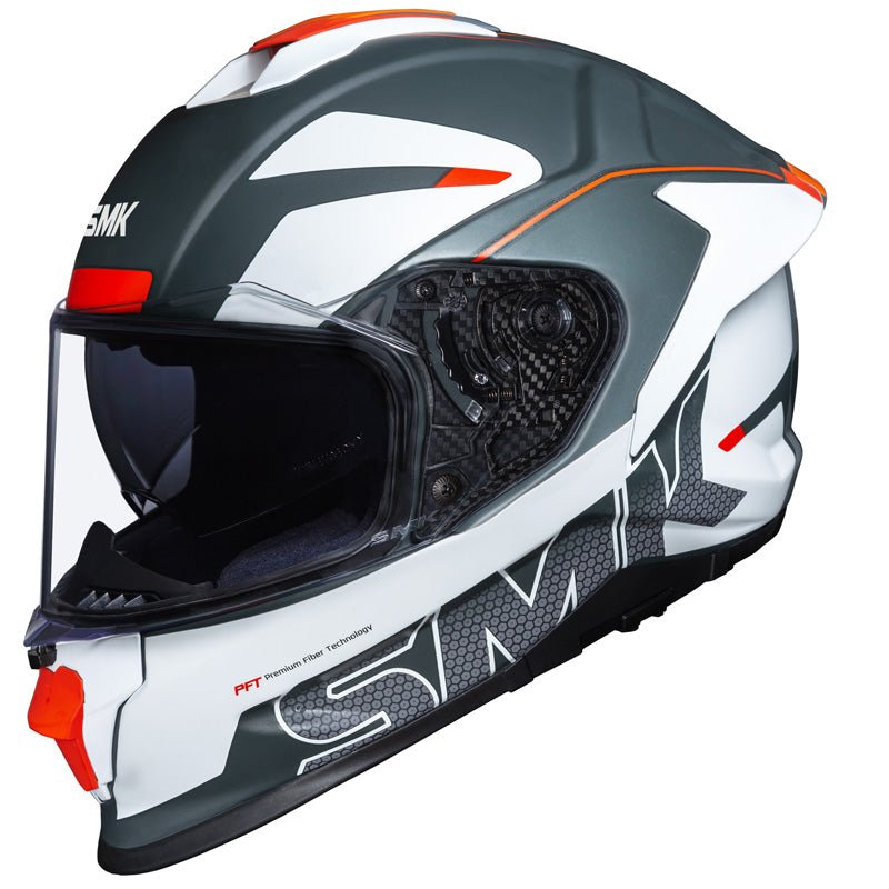 SMK HELMETS TITAN PFT HELMET FIREFLY GREY/WHITE/RED (MATTE) (L) - DRIVEN Canada's Powersports 89026134212601000031198
