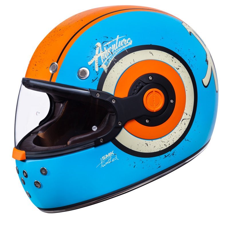 SMK Retro Helmet Adventure Blue/Orange/White (Matte) (L) - DRIVEN Canada's Powersports 89026134232951000031399