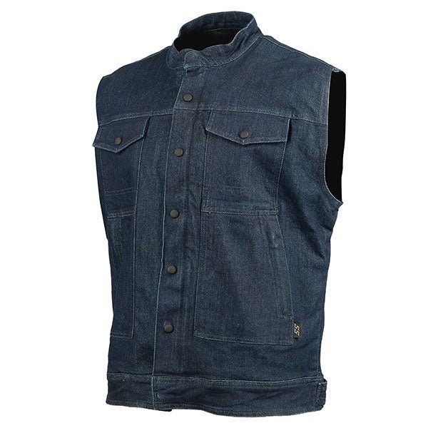 SPEED & STRENGTH MEN'S SOUL SHAKER DENIM VEST Blue Men's Large - Driven Powersports
