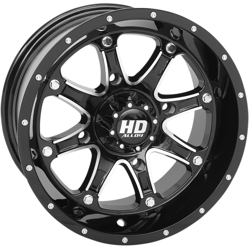 STI TIRE & WHEEL HD4 ALLOY 12X7 4/137 5+2 GLOSS BLACK/MACHINED W1 - Driven Powersports Inc.12HD407