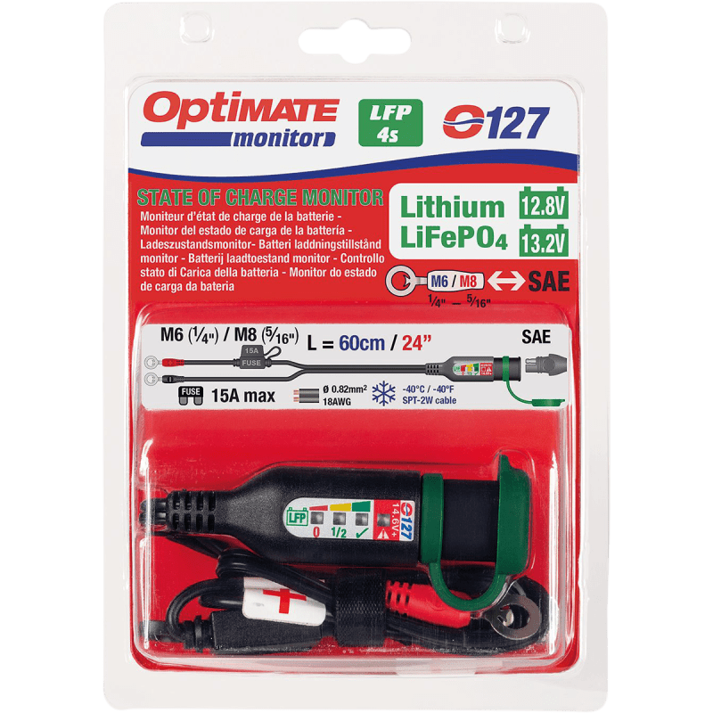 TECMATE 4 - LED MONITOR 1/4"/M6 SAE (LITHIUM) (O - 127) - DRIVEN Canada's Powersports 5425006144278O - 127