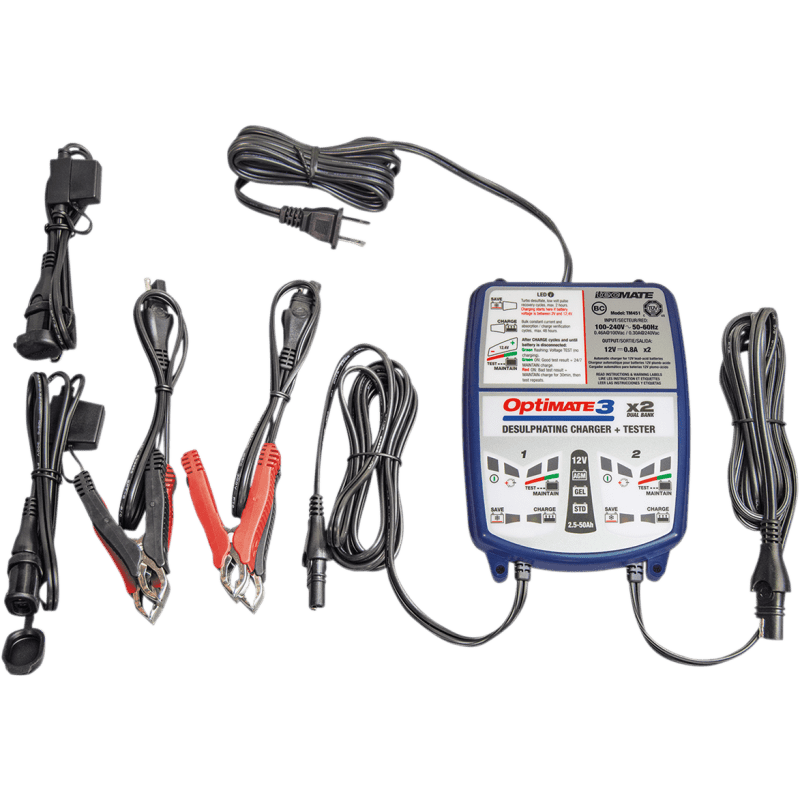 TECMATE OPTIMATE 3 DUAL BANK CHARGER (TM - 451) - DRIVEN Canada's Powersports 5425006145510TM - 451