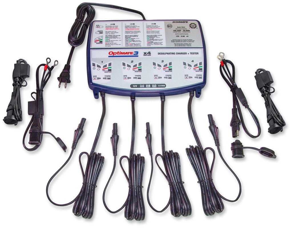 TECMATE OPTIMATE 3 QUAD BANK CHARGER (TM - 455) - DRIVEN Canada's Powersports 5425006145558TM - 455