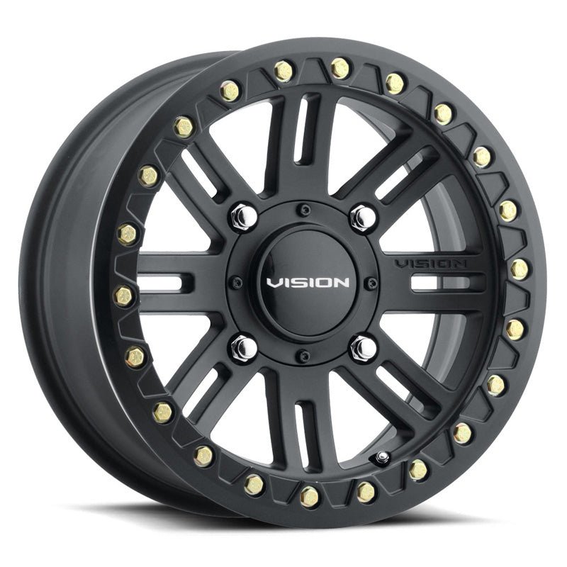 VISION WHEELS MANX 2 WHEEL SATIN BLACK 14X7 (4.4+2.6) 4/110 - DRIVEN Canada's Powersports 886821212644356BL147110SBBR44