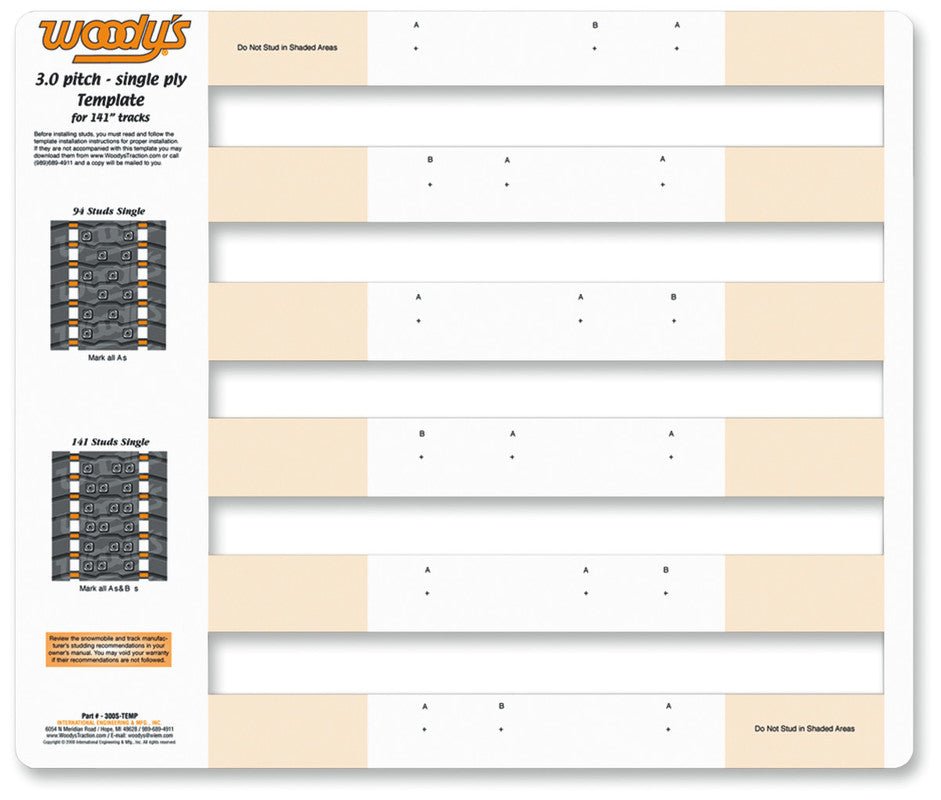 WOODY'S STUD TEMPLATES (300S - TEMP - 1) - DRIVEN Canada's Powersports 300S - TEMP - 1