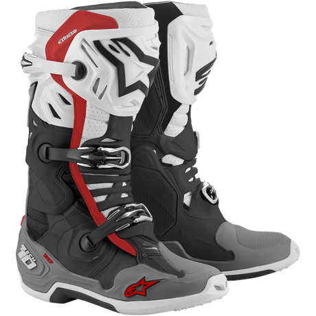 ALPINESTARS BOOT T10 S-VNT Black/White/Gray/Red 3/4 Right - Driven Powersports
