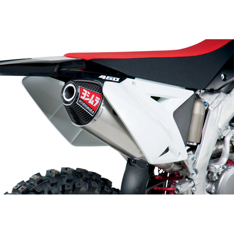 YOSHIMURA 08-17 RMZ450 RS4-COMP FS AL/CF-TIP*94dB Application Shot - Driven Powersports