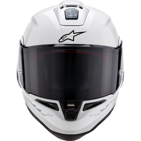 ALPINESTARS S-R10 SOLID HELMET WHT GLS/BLK Mint Front - Driven Powersports