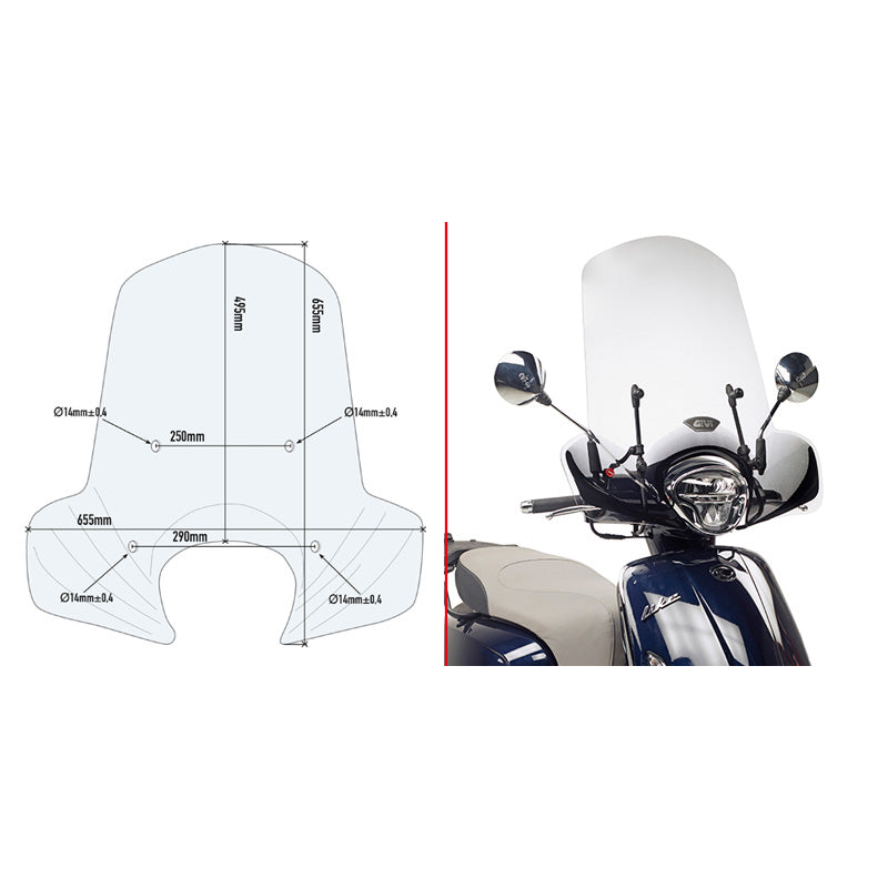 GIVI CLEAR WINDSCREEN KYMCO LIKE 150I - Driven Powersports