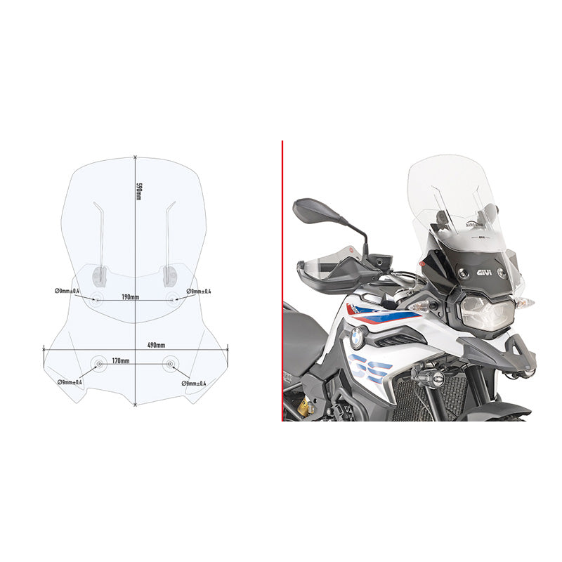 AIRFLOW CLEAR WINDSCREEN BMW F850GS Clear - Driven Powersports