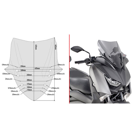 GIVI D2136S Smoked Low Windshield for Yamaha XMAX 300