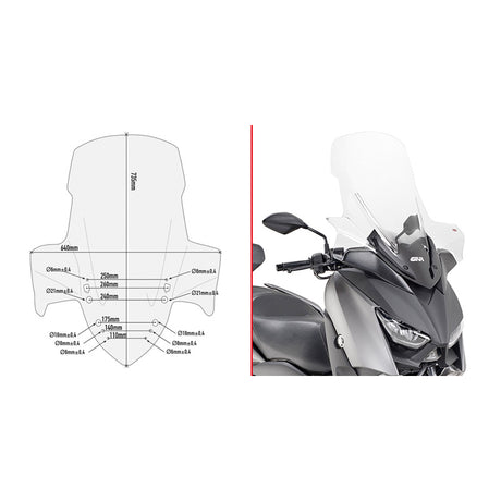 GIVI D2136ST Clear Windshield for Yamaha XMAX 300