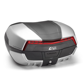 V58N2 Maxia 5 v2 with Aluminum Cover 58L Top Case - Silver/Black/Red - Driven Powersports