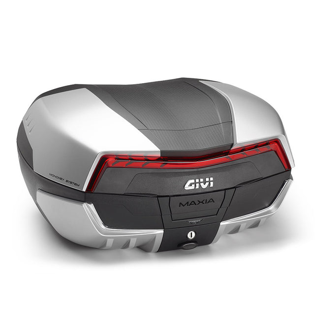 V58N2 Maxia 5 v2 with Aluminum Cover 58L Top Case - Silver/Black/Red - Driven Powersports