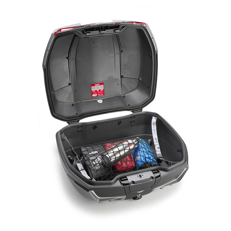V58N2 Maxia 5 v2 with Aluminum Cover 58L Top Case - Silver/Black/Red - Driven Powersports