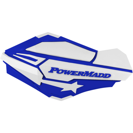 POWERMADD SENTINEL HANDGUARDS Blue/White 3/4 Front - Driven Powersports