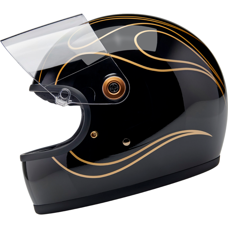 BILTWELL HELMET GRINGO S Black Flame Left Side - Driven Powersports