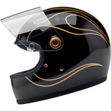 BILTWELL HELMET GRINGO S Black Flame Left Side - Driven Powersports