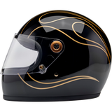 BILTWELL HELMET GRINGO S Black Flame Left Side - Driven Powersports