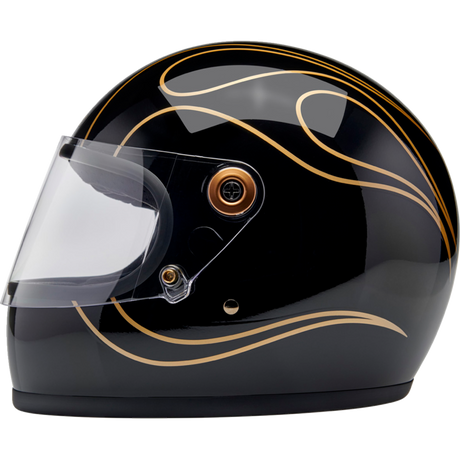 BILTWELL HELMET GRINGO S Black Flame Left Side - Driven Powersports