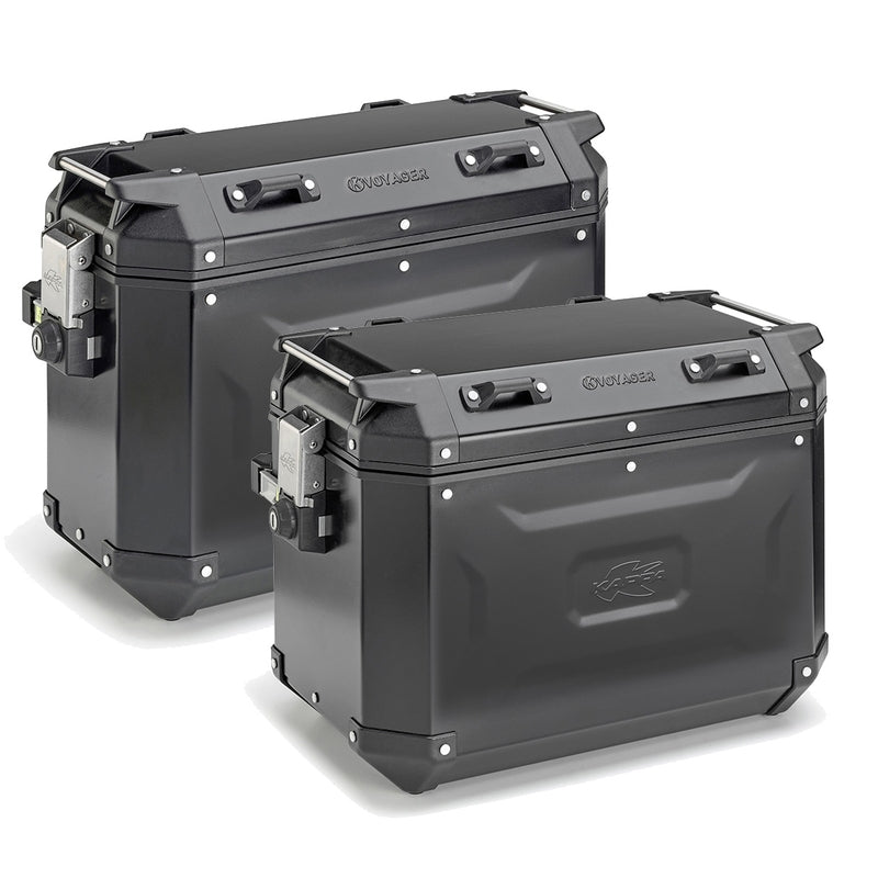 KVG4837B K-VOYAGER CAM-SIDE L/R BLACK ALUMINIUM 48/37L /2PCS Black - Driven Powersports