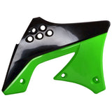POLISPORT RADIATOR SCOOPS KAWASAKI (BLACK/GREEN) Black/Green - Driven Powersports