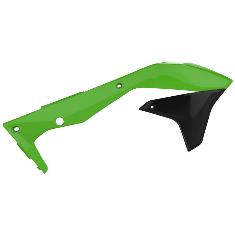 POLISPORT RADIATOR SCOOPS KAWASAKI (BLACK/GREEN) Green/Black - Driven Powersports