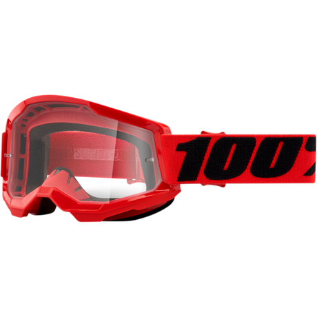 100% STRATA 2 GOGGLE - CLEAR LENS Red Front - Driven Powersports