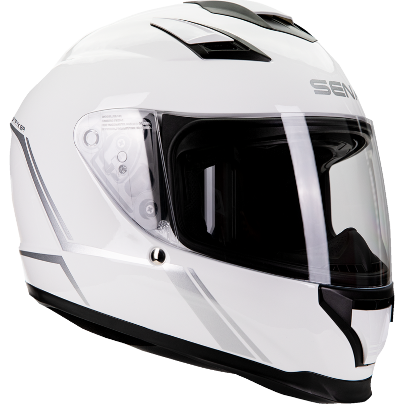 SENA STRYKER SMART HELMET FULL-FACE DOT Glossy White Front - Driven Powersports