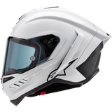 ALPINESTARS S-R10 SOLID HELMET WHT GLS/BLK Mint Left Side - Driven Powersports